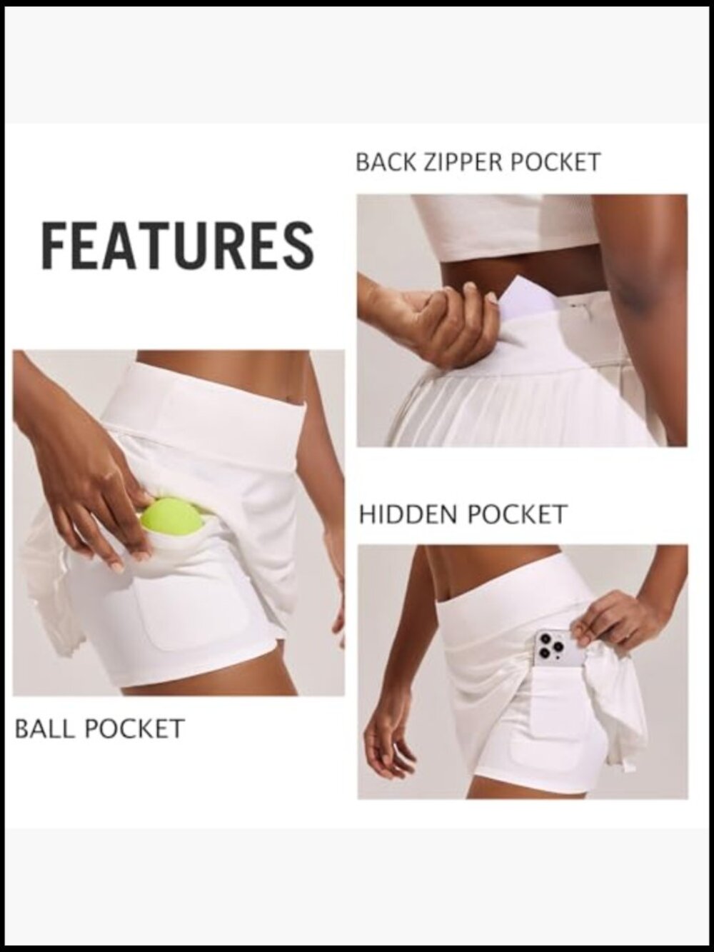 Pleated Tennis Skort High Waisted with Pockets Lightweight Athletic Skirt - Picture 4 of 7